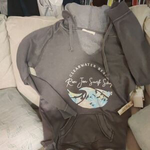 Ron Jon Surf Shop Distressed Look Tropical Wave Hoodie Size L